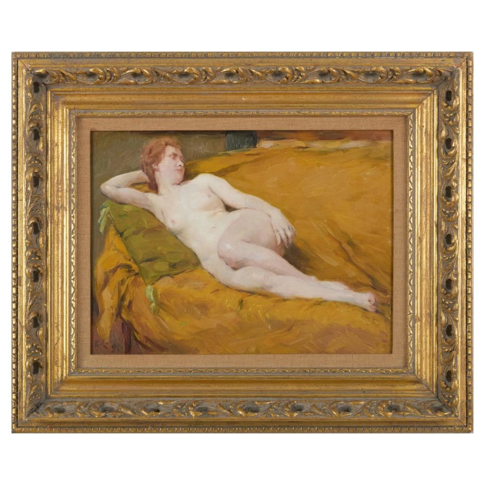 Nudo sul divano giallo